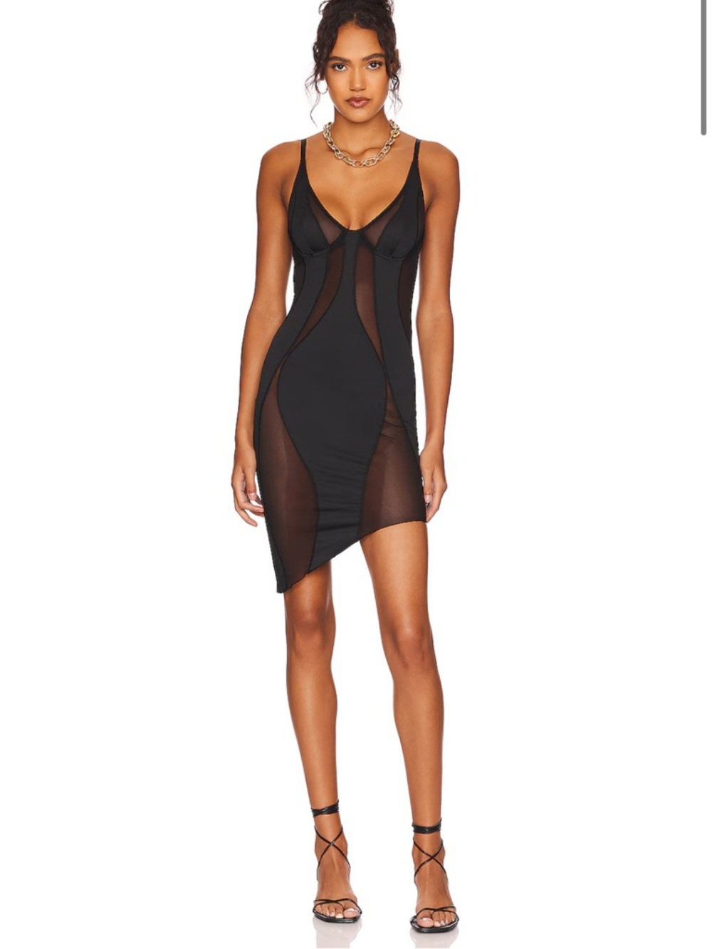 REVOLVE Black Mesh Panel Bodycon Mini Dress
